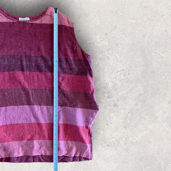 Mara Gibbucci 100% Linen Oversized Tank Size Large Red Striped Pockets Lagenlook - Picture 3 of 11